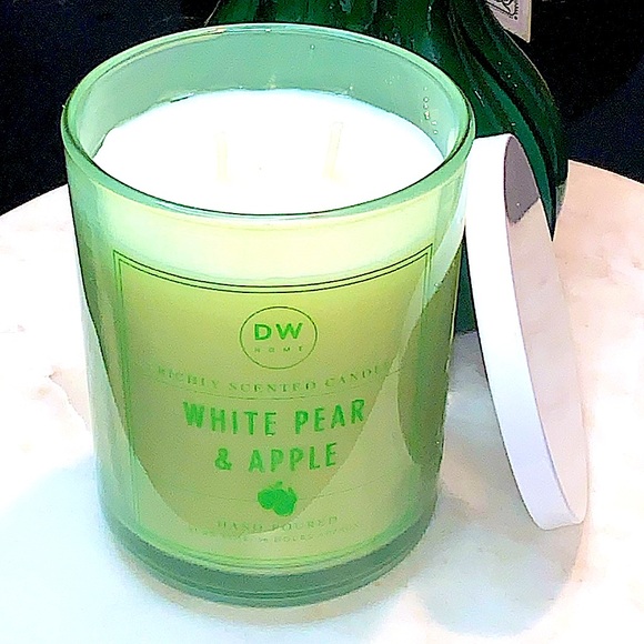 DW HOME CANDLE WHITE PEAR & APPLE RICHLY SCENTED NEW 2 WICK SOYWAX 15.1 oz - Picture 2 of 5